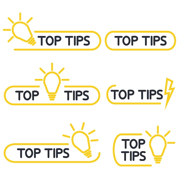 Vetor dicas importantes, conjunto de ícones de contorno de truques úteis. ideia útil, solução e ilustração de truque com lâmpada. traço editável. conjunto de ícones de dica rápida. ilustração vetorial isolada em fundo branco