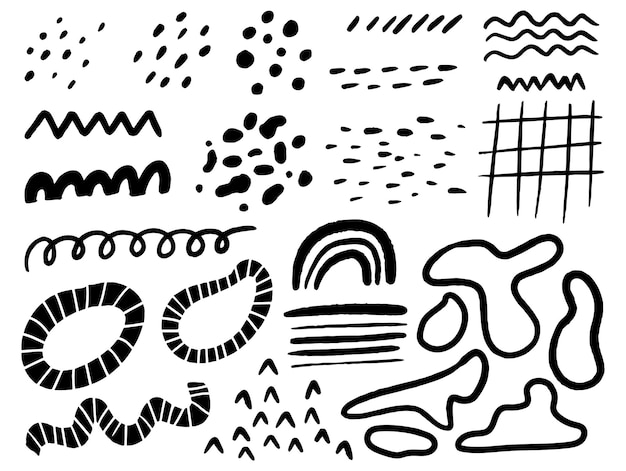 Vetor doodles abstratos desenhados à mão ilustração vetorial formas e padrões orgânicos