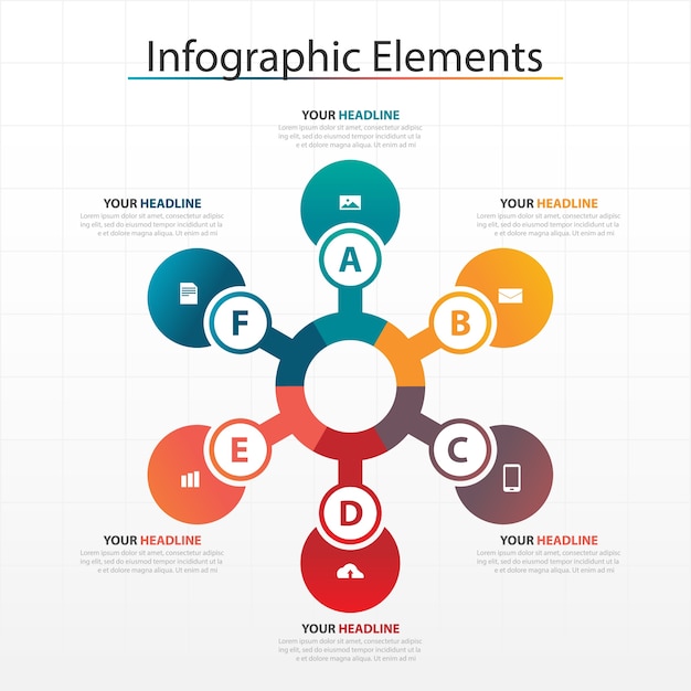 Elementos de Infografia do negócio colorido do círculo