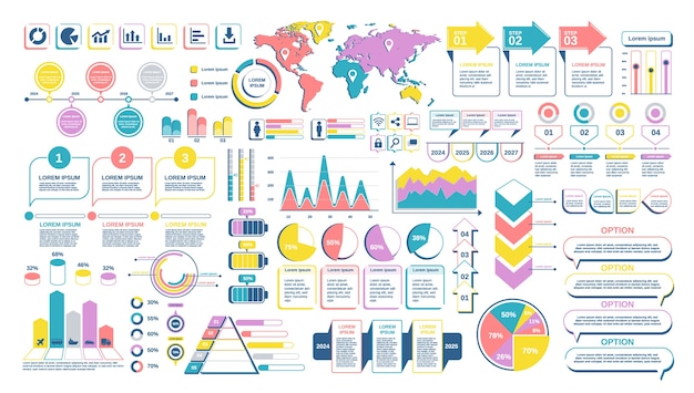 Elementos infográficos em design plano