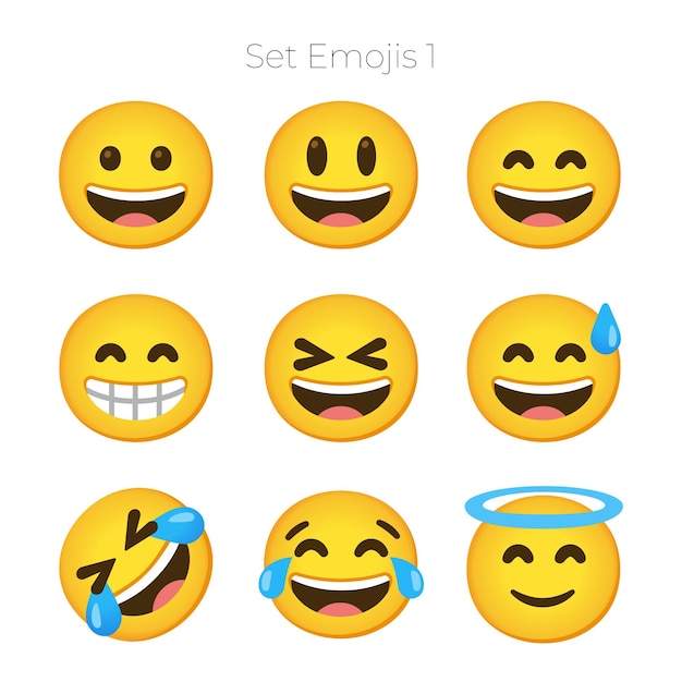 Vetor emoji set app reacciones aplicacion pt 1 (em inglês)