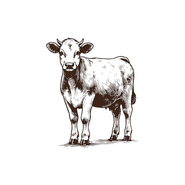 Esboço de vaca desenhado à mão