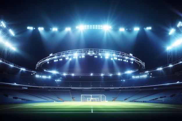 Estádio de futebol à noite iluminado Ilustração vetorial