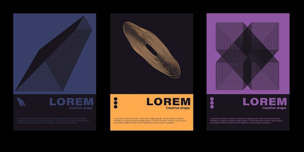 Estética metamoderna do layout de pôster de design suíço. Modelos gráficos com formas geométricas abstratas