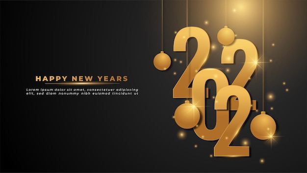 feliz ano novo 2022 banner design com estilo dourado