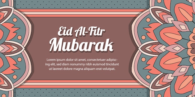 Feliz Eid AlFitr cumprimentando o fundo islâmico da mandala