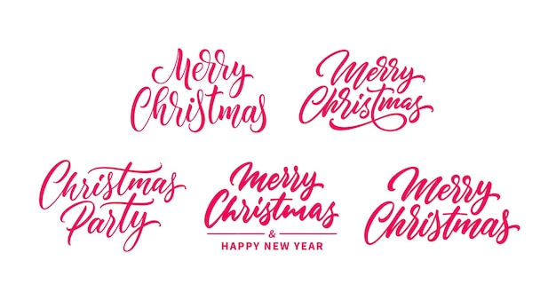 Feliz natal letras desenhadas à mão Caligrafia de design de férias de Natal Conjunto de letras desenhadas para o Natal