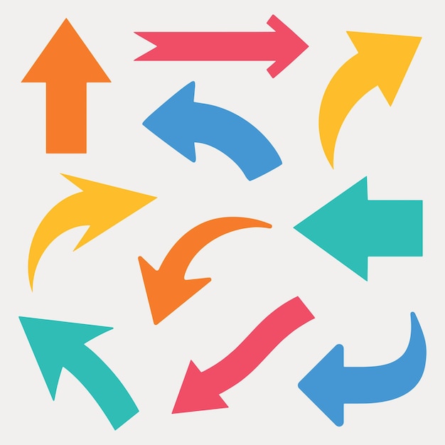 Vetor flechas coloridas apontando para várias direções