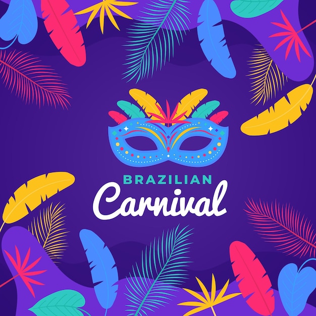 Folhas coloridas de carnaval brasileiro de design plano