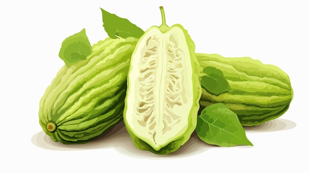 Vetor frutas de chayote verdes frescas de qualidade superior colheita de vegetais