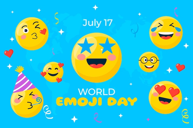 Vetor fundo de dia mundial emoji desenhado à mão