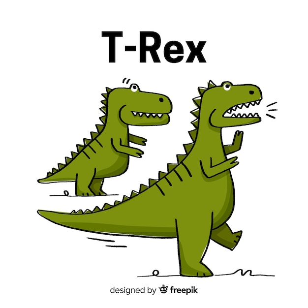 Vetor fundo de mão desenhada t-rex