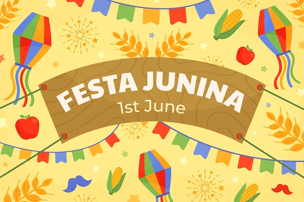 Vetor fundo plano para festas brasileiras juninas festividades