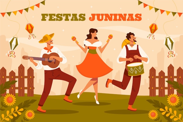 Vetor fundo plano para festas brasileiras juninas festividades