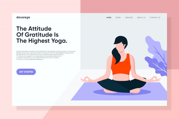 Garota fazendo Yoga meditação Landing Page