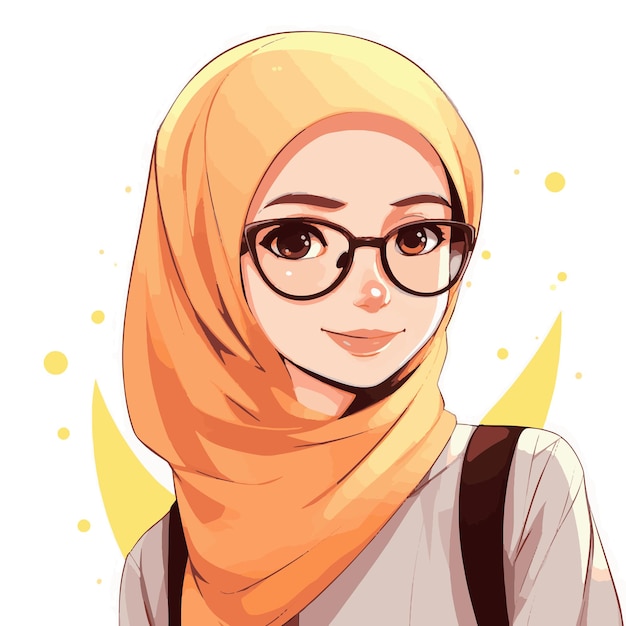 Graciosa garota de desenho animado com hijab chique