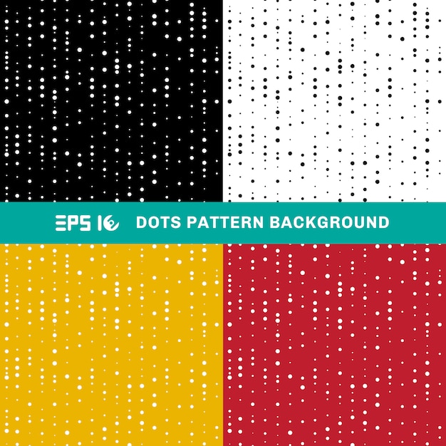 Vetor grupo de círculos geométricos abstratos do teste padrão de pontos do tamanho aleatório no fundo branco, preto, amarelo, vermelho.