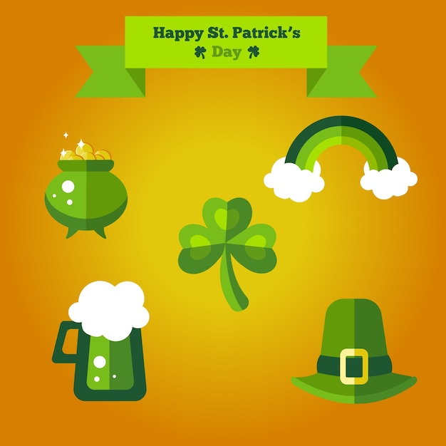 Happy St Patrick&#39;s Day conjunto de ícones