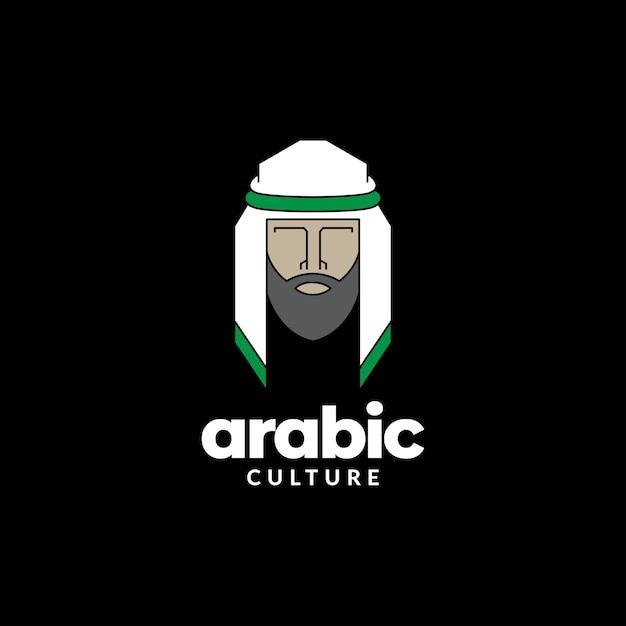 Homem de cabeça com o design de logotipo árabe kaffiyeh, símbolo gráfico vetorial, ilustração, ideia criativa