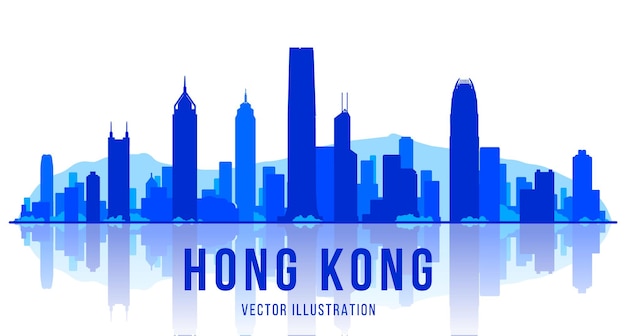 Horizonte de Hong Kong. Ilustração vetorial.