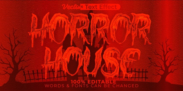 Vetor horror house vector texto efeito editável alfabeto assustador fantasma assustador