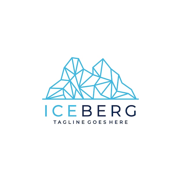 Iceberg linhas simples design de logotipo vetor ícone símbolo ilustração gráfica