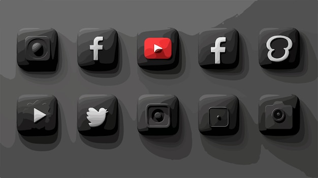 Icon Set Conceito de mídia social YouTube