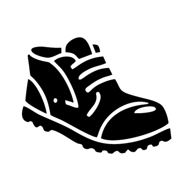 Vetor Ícone de bota militar moderna de caminhada símbolo de sapato preto em fundo branco ilustração vetorial