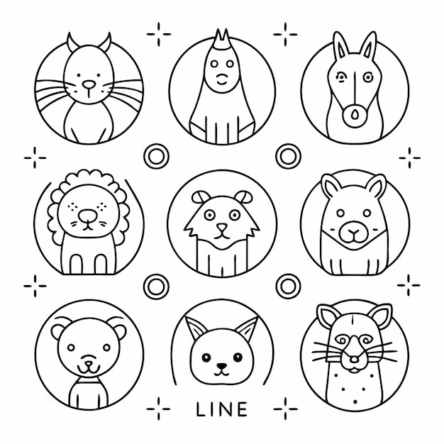 Vetor ícone de linha de doodle animal