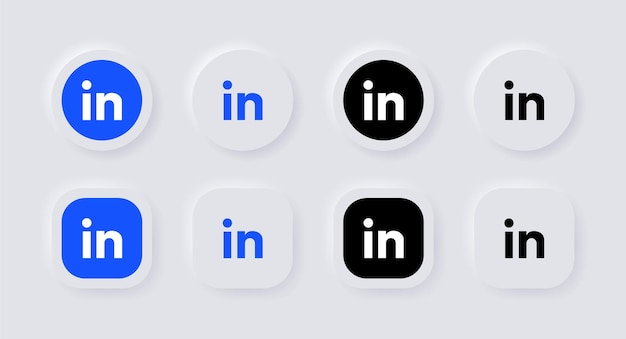 ícone de logotipo neumorfico do LinkedIn para ícones de mídia social populares logotipos em botões de neumorfismo ui ux