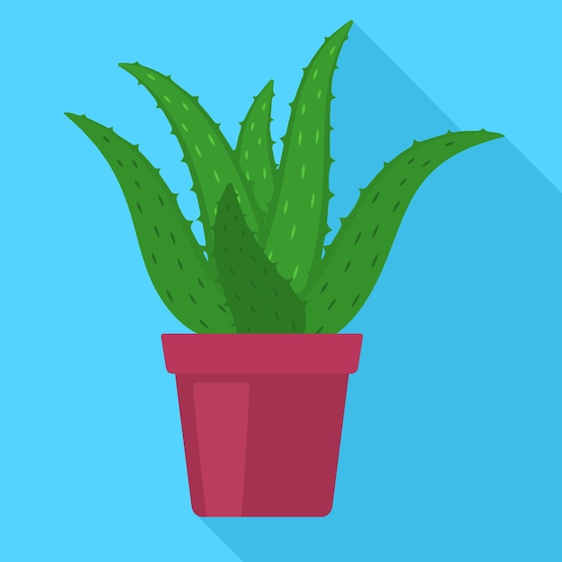 Ícone de pote de aloe vera em casa ilustração plana do ícone vetor de pote de aloe vera em casa para web design