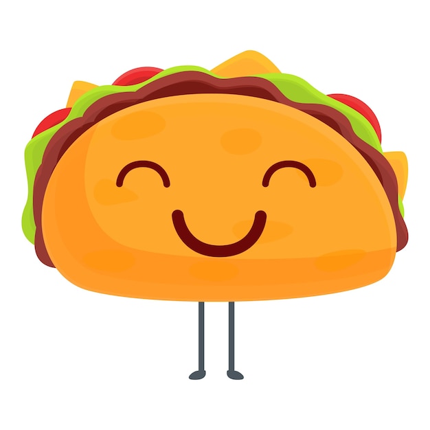 Ícone de taco feliz desenho animado de ícone vetor de taco feliz para web design isolado em fundo branco