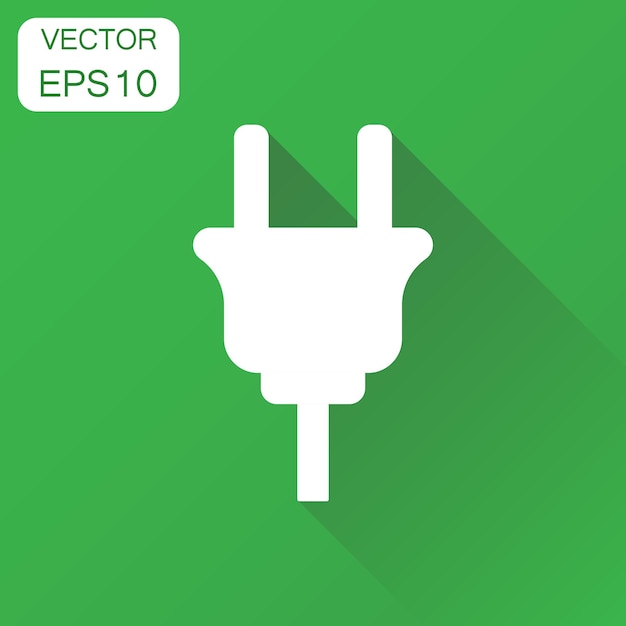 Vetor ícone de tomada elétrica pictograma de tomada de energia de conceito de negócio ilustração vetorial em fundo verde com sombra longa