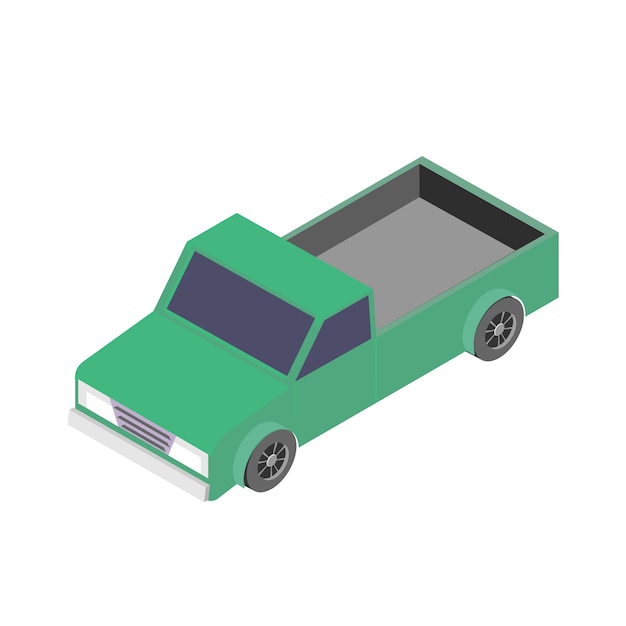 Ícone do carro isométrica. Ilustração em vetor 3D de caminhonete isolada