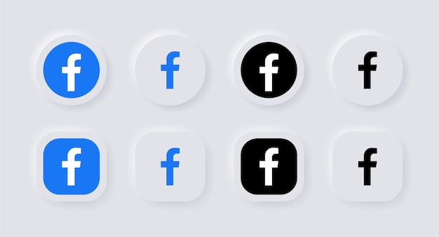 ícone do logotipo neumorfo do Facebook para logotipos de ícones de mídia social populares em botões de neumorfismo ui ux