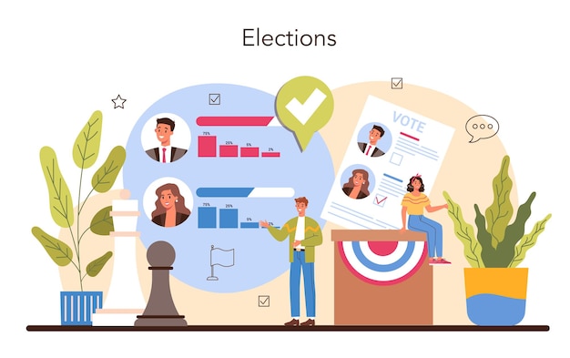 Vetor ideia de conceito político de eleição e governança democrática partido político