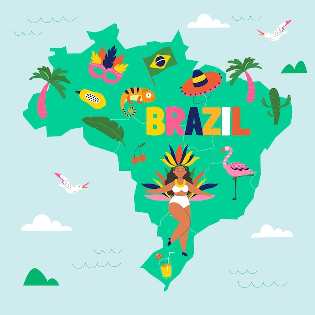 Vetor ilustra??o do mapa do brasil com design plano