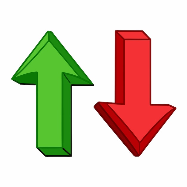 Ilustração colorida de desenho animado vetorial Flecha vermelha para baixo e flecha verde para cima 32