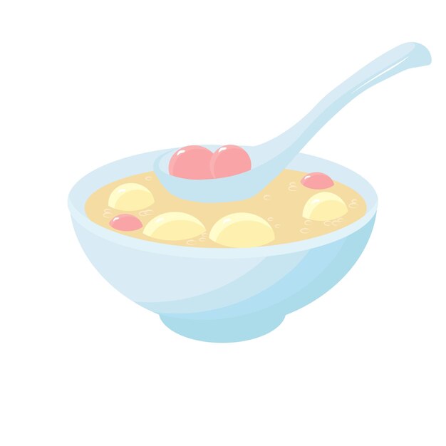 Vetor ilustração das ações do vetor tangyuan. bolas de arroz. sobremesa. comida asiática,