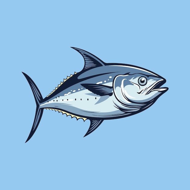 ilustração de atum de barbatana azul adesivo de desenho vetorial de animais marinhos