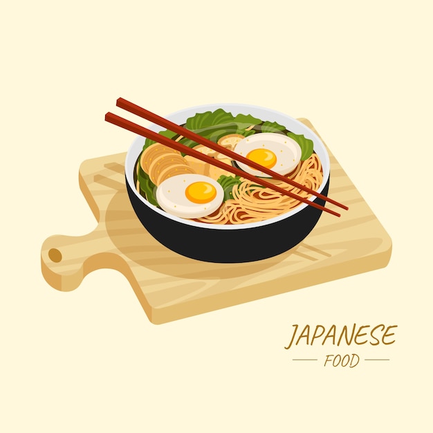 ilustração de comida japonesa