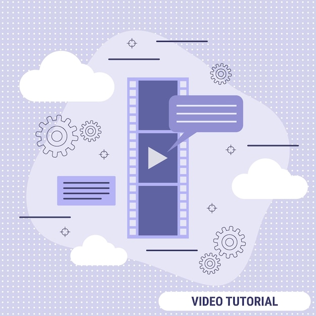 Ilustração de conceito de vetor de estilo de design plano tutorial em vídeo