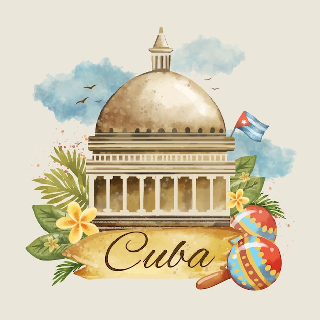 Ilustração de cuba em aquarela