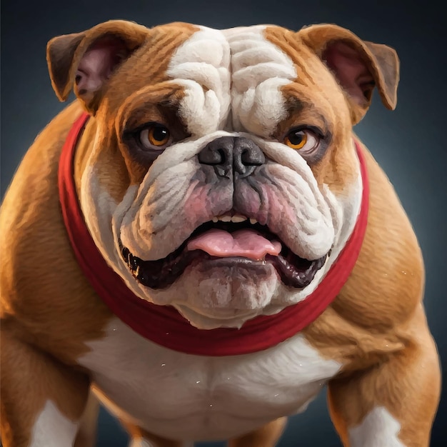 Vetor ilustração de design de personagem bulldog fundo escuro