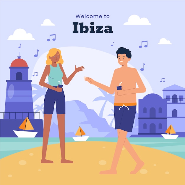 Ilustração de design plano ibiza