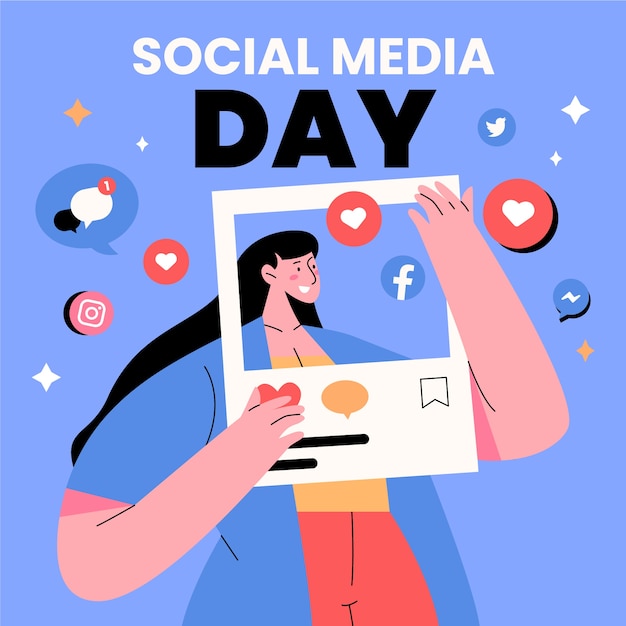 Ilustração de dia de mídia social plana