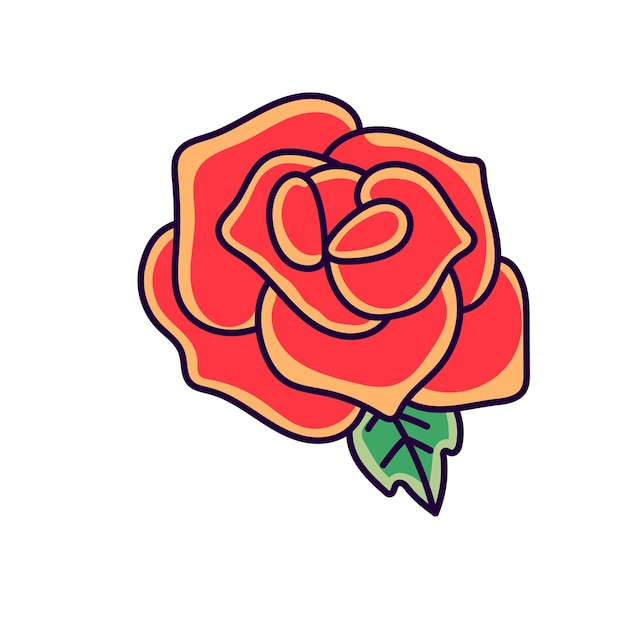 Ilustração de Doodle de Flor Rosa