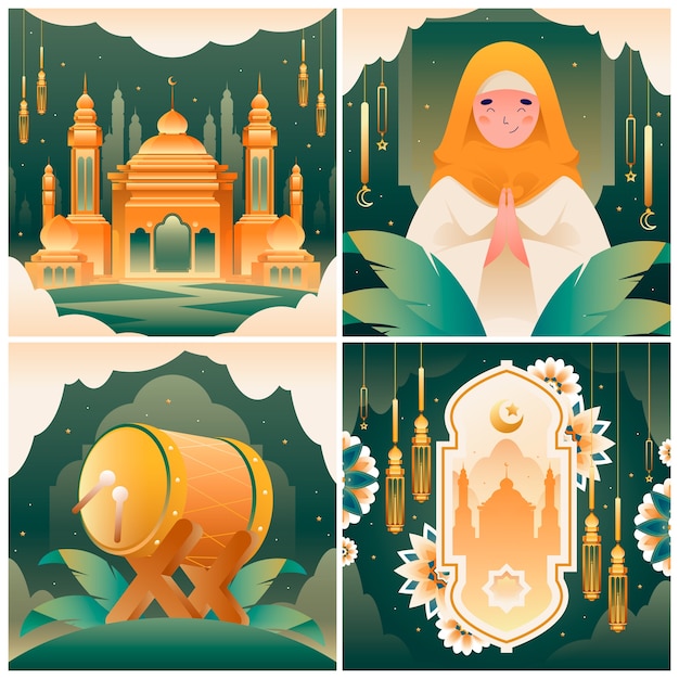 Ilustração de Eid al-fitr em estilo gradiente