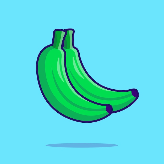 Ilustração de ícone de vetor plano de fruta de banana verde bonito ilustração de ícone de natureza de comida isolado