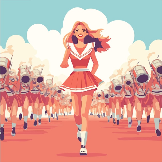 Vetor ilustração de personagem de cheerleader dinâmica ilustração vetorial